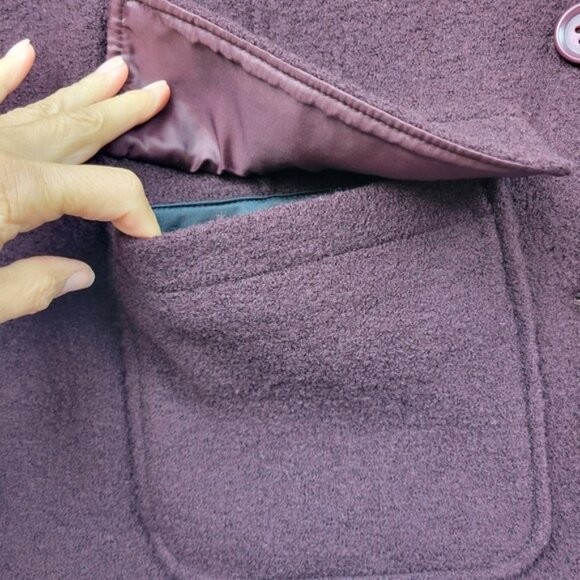LL Bean Womens Bellandi Wool Jacket Size 1X Italy Pea Coat Eggplant Purple - Picture 3 of 16
